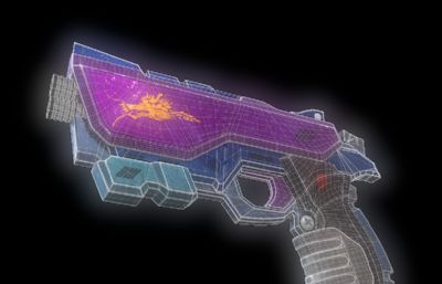 朋克派高科技手枪外观刀具3D模型