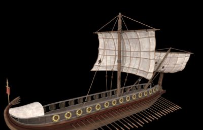 古木船,古戰船,遠洋帆船maya模型