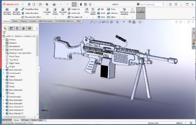 M249自动机枪外观solidworks图纸模型,无零件,无内构