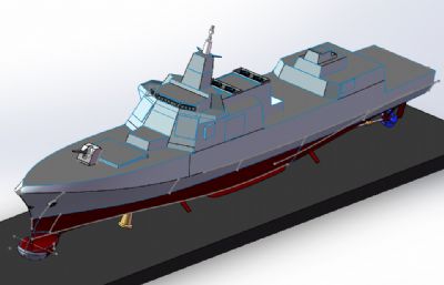 中国海军055型导弹驱逐舰solidworks数模图纸,军舰,军事模型,3d模型