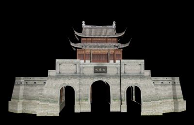 姑蘇城門樓,蘇州城門,中式古建筑3D模型