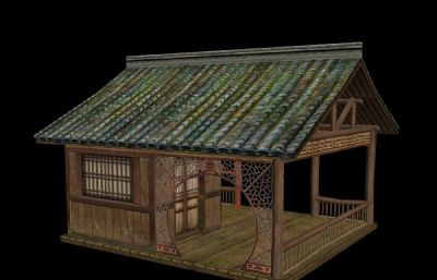 中式楼阁木房子,武侠仙侠场景3D模型