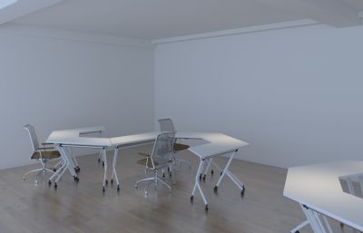 S型,八边形办公桌椅组合3D模型