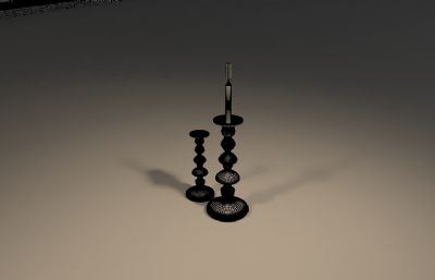 烛台,燃烧蜡烛烛台3D模型