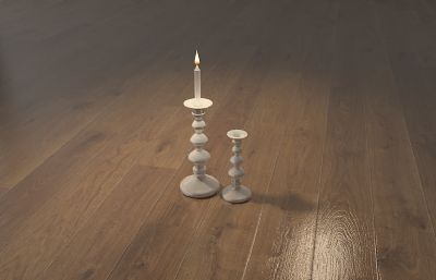 烛台,燃烧蜡烛烛台3D模型
