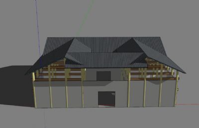 民居,简易木房子SU模型