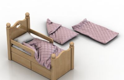 实木婴儿床3D模型