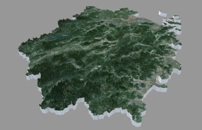 浙江三维地图,浙江省山脉地形图3D模型