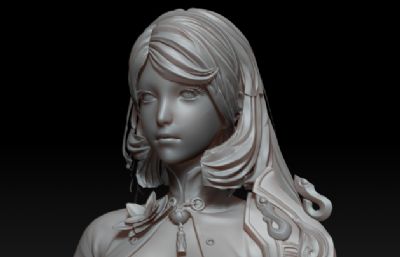 古代皇族公主,复古高挑旗袍女孩3D模型,MAX,ZTL格式,max文件带贴图绑定