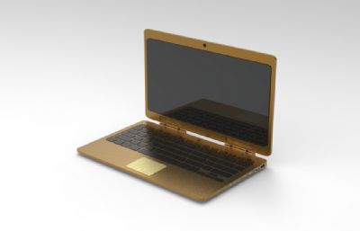 金色笔记本电脑C4D模型