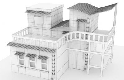 三层农村小住宅房子3D模型白模