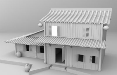 湘西双层木房子,农村住宅maya模型