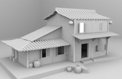 湘西雙層木房子,農村住宅maya模型