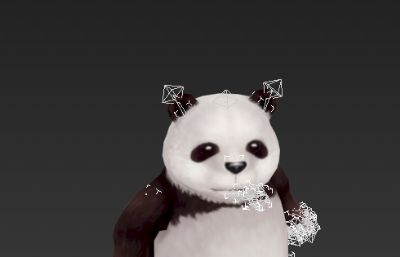 卡通熊猫宠物3D模型,MAX+FBX格式,FBX文件带绑定