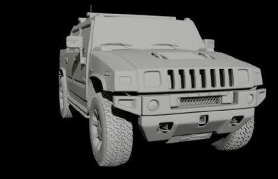 悍马H20皮卡汽车,越野车maya模型