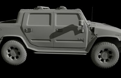 悍马H20皮卡汽车,越野车maya模型