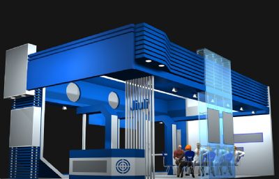 公司蓝色风格展厅3D模型