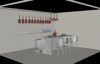 酒桌酒柜静物maya模型