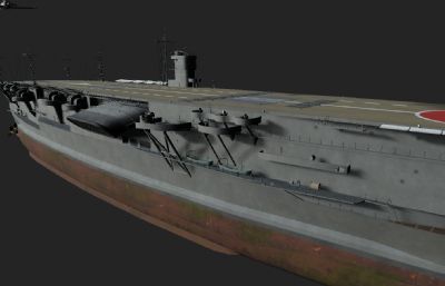 PBR二战日本航母3D模型,带sp文件