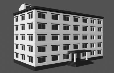低面办公楼建筑maya模型素模