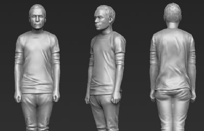 站立的秋装男孩3D打印模型,STL,OBJ等格式