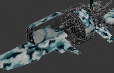 太空战舰,科幻飞行器3D模型塌陷文件