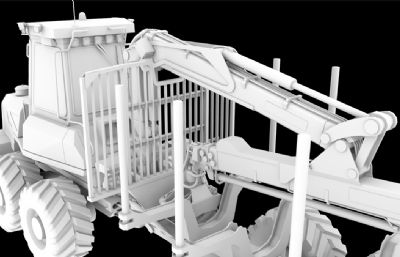 树木搬运运载卡车maya模型,OBJ格式白模