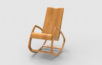木制摇椅椅子3D模型,3DM,OBJ格式