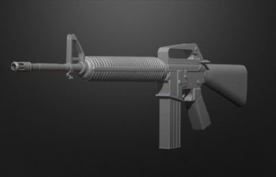 M16A1自动步枪外观zbrush模型