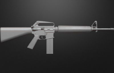 M16A1自动步枪外观zbrush模型
