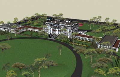 白宫建筑别墅su模型