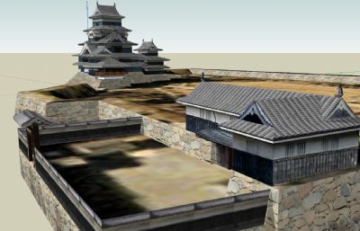 日本松本城遺跡古建SU模型