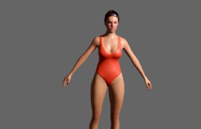 泳装小姐姐,泳装女人3D模型,FBX格式,贴图全