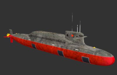 094型核动力潜艇3D模型,MAX,FBX格式