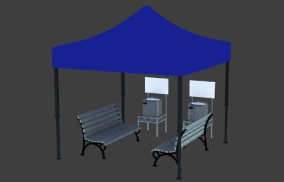 休息棚,凉水棚,爱心驿站休息区3D模型