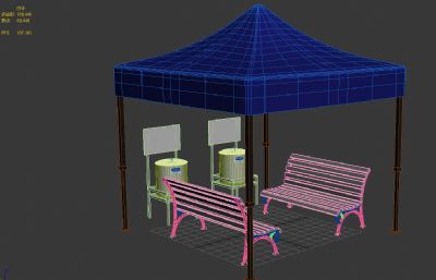 休息棚,凉水棚,爱心驿站休息区3D模型