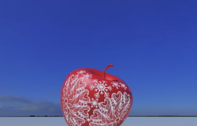雪花海浪纹路苹果雕塑设计3D模型