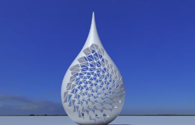 菱片镂空水滴造型雕塑3D模型