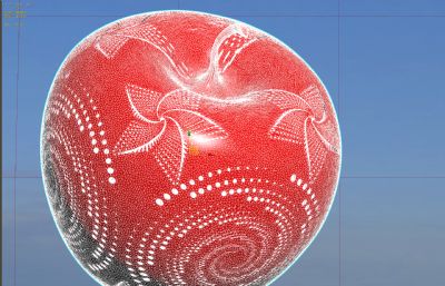 波点花纹苹果雕塑设计3D模型