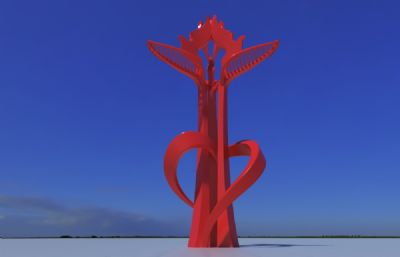 初露新叶的大树雕塑设计3D模型