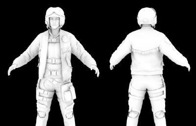 战斗机飞行员,飞行员服装3D模型,FBX格式(网盘下载)