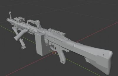 游戏里的一款机枪道具3D模型,FBX,OBJ格式