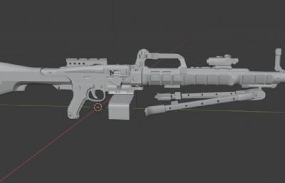 游戏里的一款机枪道具3D模型,FBX,OBJ格式