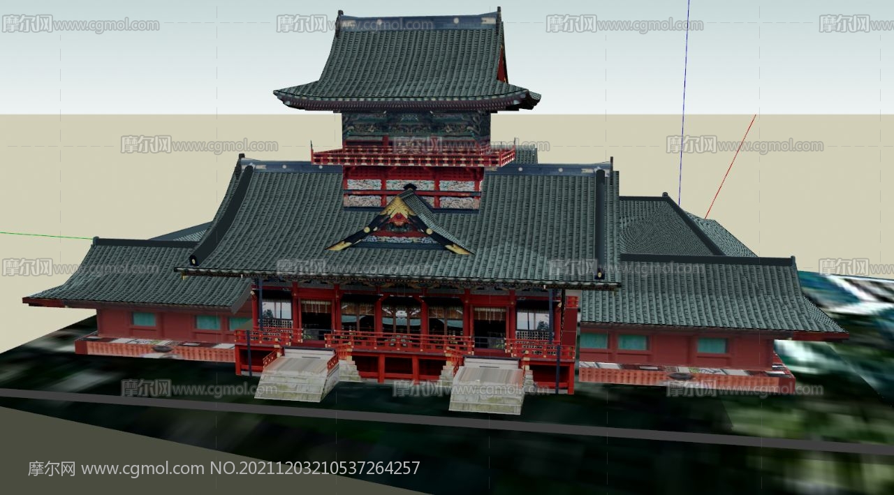 中式寺院寶殿SU模型