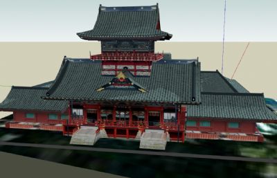 中式寺院寶殿SU模型