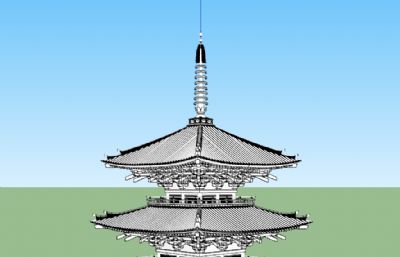 泰米爾寺廟古塔剖面SU模型