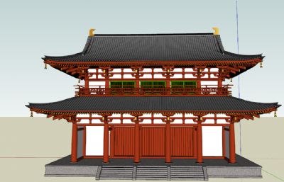 日本奈良朱雀門景區古建寺廟SU模型