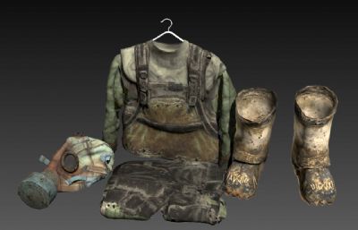 游戏里的消防员服装,生化兵服装3D模型,有贴图