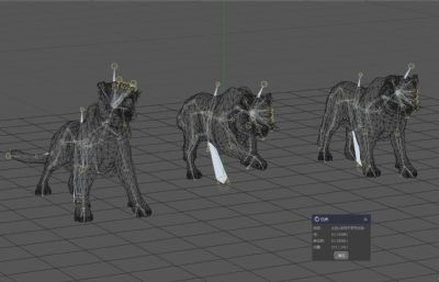 2022年金虎老虎奔跑,咆哮C4D模型动画+OCTANE渲染,带三套骨骼绑定动画