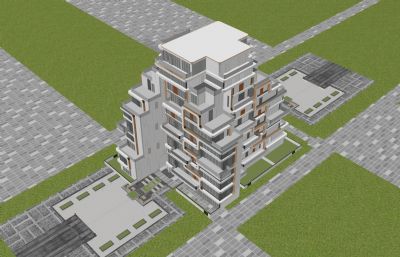 创意个性小区楼设计,异形建筑max模型